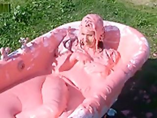Female Bath In Slime With Clothes