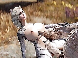 Lovely Catgirl Gets Spread Well By Giant And His
