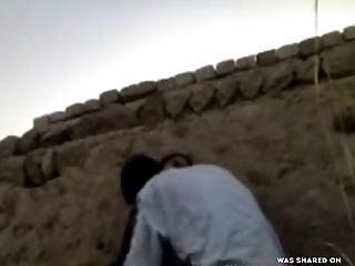 Pakistani Village Damsel Fucking Hiding Against Wall