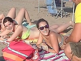 Spanish Chicks Seduced On A Beach