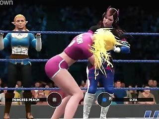 D.va & Tracer Vs Peach & Zelda-wwe Grappling