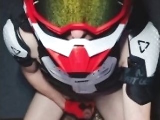 Naked Boy In Motocross Gear And Mxhelmet Gets A Strong Orgasm