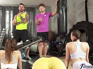 Stunning Chicks Drop Their Undies For Group Fucky-fucky In The Gym