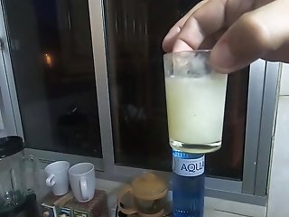 Gf Drinks A Lots Of Saved Jizz From A Shot Glass
